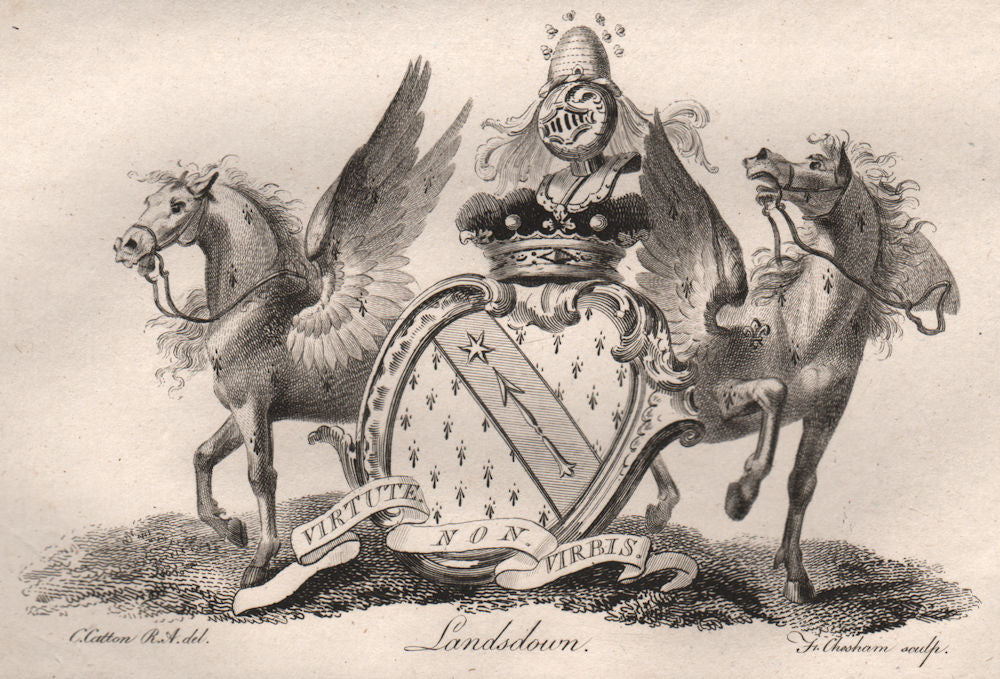 LANDSDOWN. Coat of Arms. Heraldry 1790 old antique vintage print picture